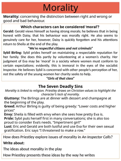 Morality How does Priestley explore issues of