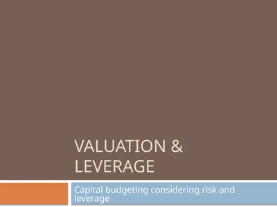 Valuation & Leverage Capital budgeting considering
