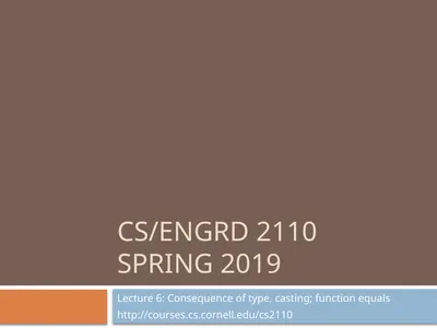 CS/ENGRD 2110 Spring 2019 Lecture 6: Consequence