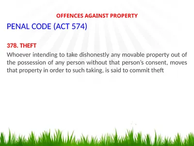 OFFENCES AGAINST PROPERTY PENAL CODE (ACT 574)