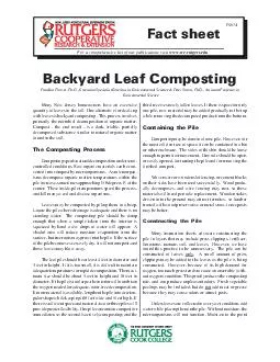 Backyard Leaf Composting Many New Jersey homeowners have an excessive quantity of leaves