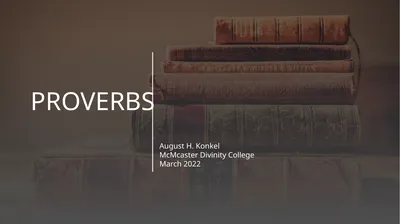 Proverbs August H. Konkel McMcaster Divinity