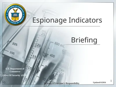 Espionage Indicators Updated 8/2016 U.S.