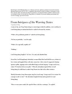 The Intrigues of the Warring States is a collection of stories, speech
