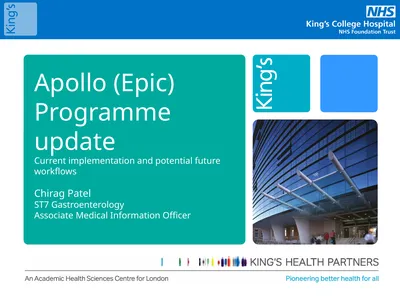Apollo (Epic) Programme update Current