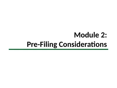 Module 2: Pre-Filing Considerations Pro Bono