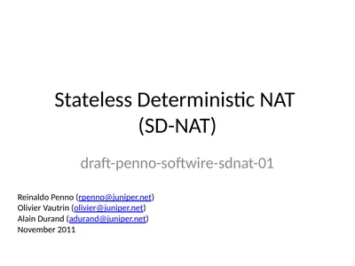 Stateless Deterministic NAT (SD-NAT)
