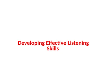 Developing Effective Listening Skills To