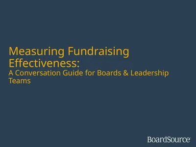 Measuring Fundraising Effectiveness: A