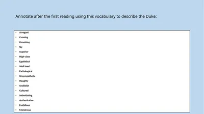 Annotate after the first reading using this