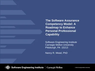 The Software Assurance Competency Model: A Roadmap