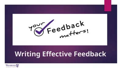 Writing Effective Feedback Why Do Effective