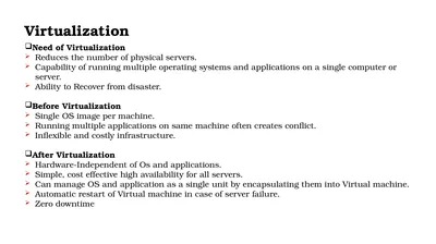 Virtualization Need of Virtualization Reduces the