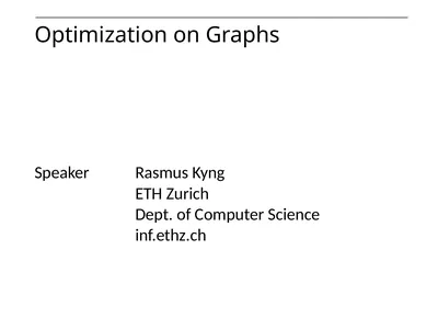 Optimization on Graphs Optimization on Graphs