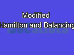 Modified Hamilton and Balancing