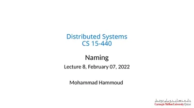Distributed Systems CS 15-440 Naming Lecture 8,