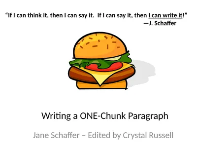 Writing a ONE-Chunk Paragraph Jane Schaffer –