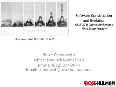 Software Construction and Evolution CSSE 375: