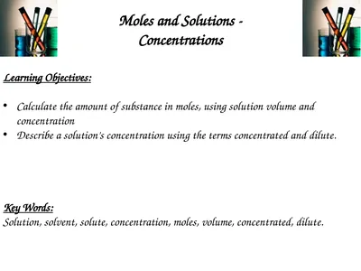 Moles and Solutions - Concentrations Learning