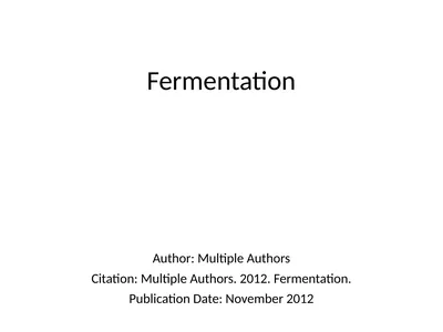 Fermentation Author: Multiple Authors Citation: