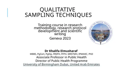 Qualitative Sampling Techniques Training course in