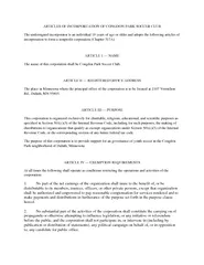 ARTICLES OF INCORPORTATION OF CONGDON PARK SOCCER CLUB The undersigned