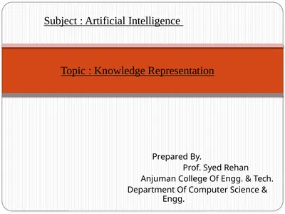 Subject : Artificial Intelligence Topic :
