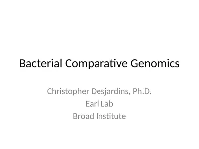Bacterial Comparative Genomics Christopher