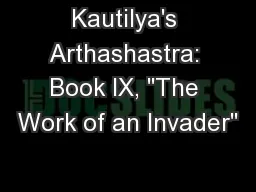 Kautilya's Arthashastra: Book IX, 