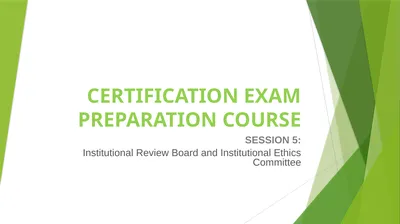 CERTIFICATION EXAM PREPARATION COURSE SESSION 5: