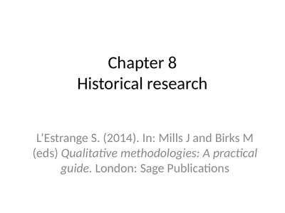 Chapter 8 Historical research L’Estrange S.