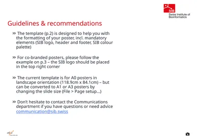 Guidelines & recommendations The template (p.2) is