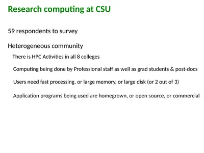 Heterogeneous community Research computing at CSU