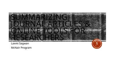 Summarizing Journal Articles & Online Tools for