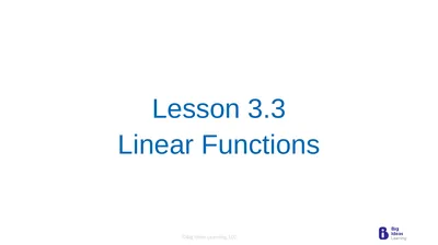 Lesson 3.3 Linear Functions Warm-Up Plot the