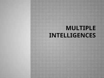 Multiple Intelligences Verbal/Linguistic