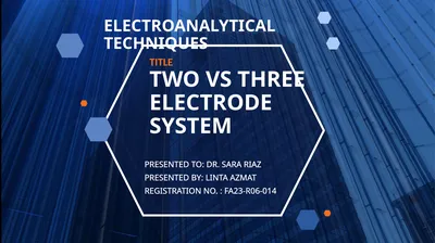 TWO VS THREE ELECTRODE SYSTEM TITLE PRESENTED TO: