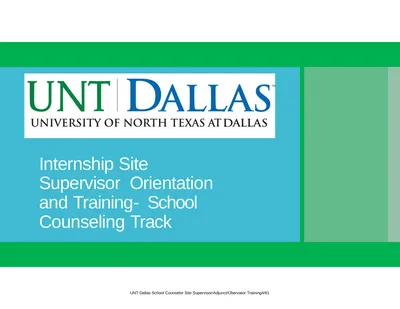 Internship Site Supervisor Orientation and