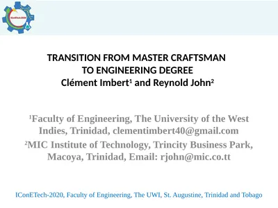 TRANSITION FROM MASTER CRAFTSMAN TO ENGINEERING