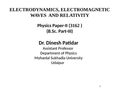 ELECTRODYNAMICS, ELECTROMAGNETIC WAVES AND