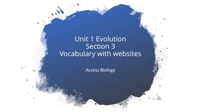 Unit 1 Evolution Section 3 Vocabulary with