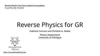 Reverse Physics for GR Gabriele Carcassi and