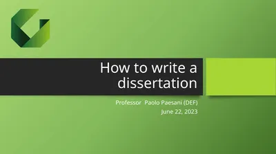 How to write a dissertation Professor Paolo