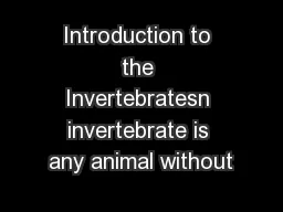 Introduction to the Invertebratesn invertebrate is any animal without