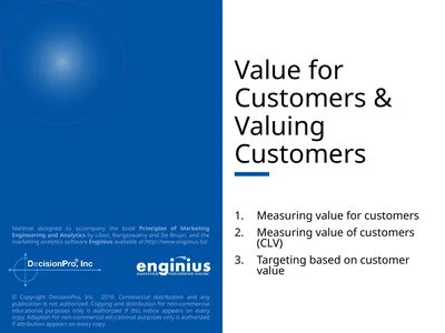 Value for Customers & Valuing Customers Measuring