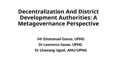 Decentralization And District Development
