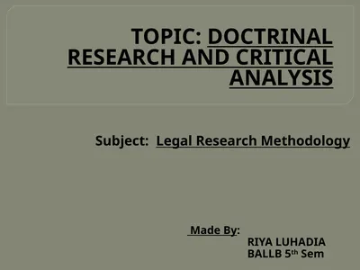 TOPIC: DOCTRINAL RESEARCH AND CRITICAL ANALYSIS
