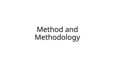 Method and Methodology Method vs Methodology