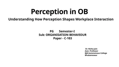 Perception in OB Understanding How Perception