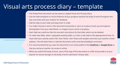 Visual arts process diary – template NSW